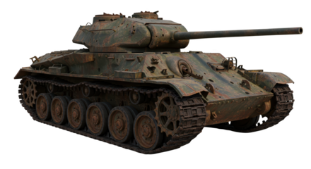 Rusted World War II Era Light Tank Three Quarter View