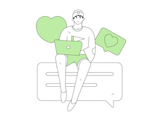 Social media comments flat people vector concept illustration
