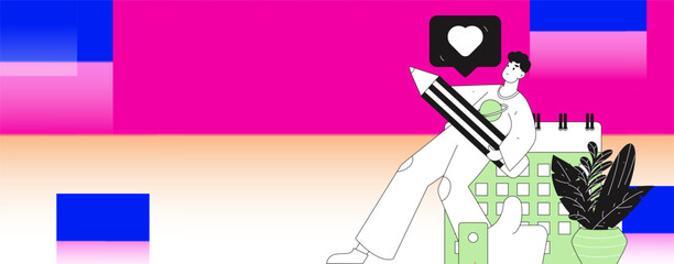 Social media comments flat people vector concept illustration
