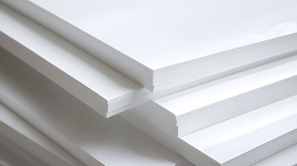 Obraz premium Stack of Blank White Paper Sheets, Office Supplies, Paper Texture