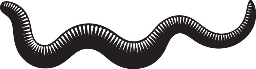 Earthworm Silhouette on White Background