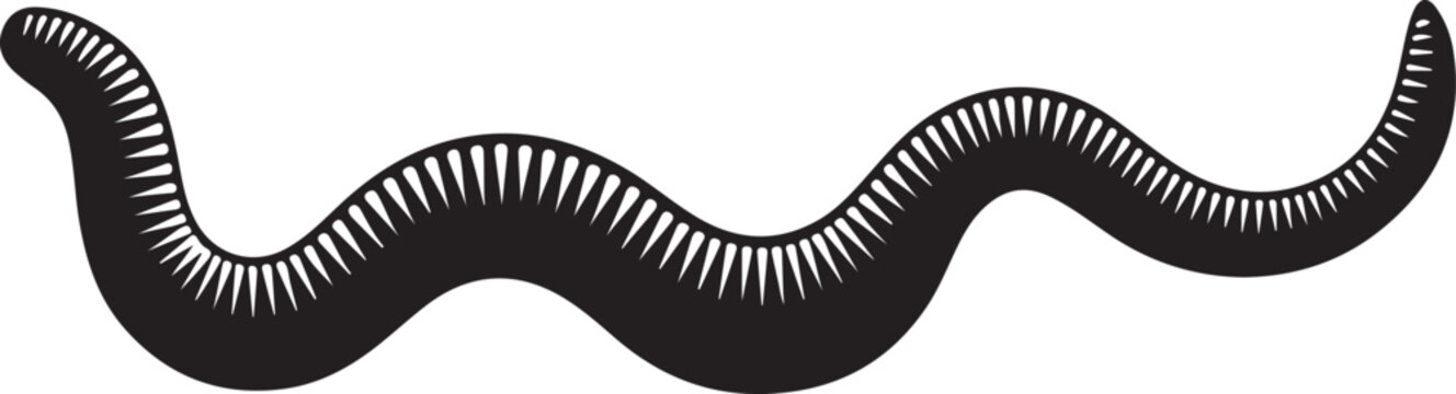 black worm with white teeth, crawling clip art preview