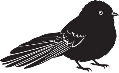 Fantail Silhouette on White Background