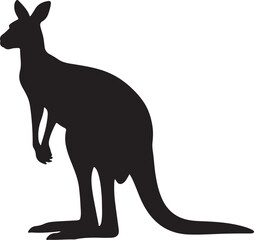 Kangaroo Silhouette on White Background