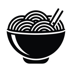 vector bowl of noodles stencil icon.