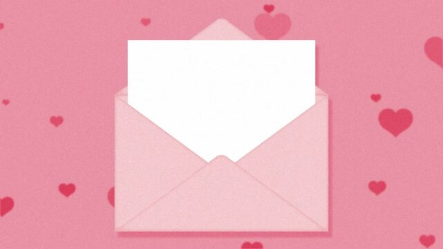opening pink envelope with white paper and red hearts animation for Mother&rsquo;s Day, Valentine's Day, Wedding, International Women's Day, etc.