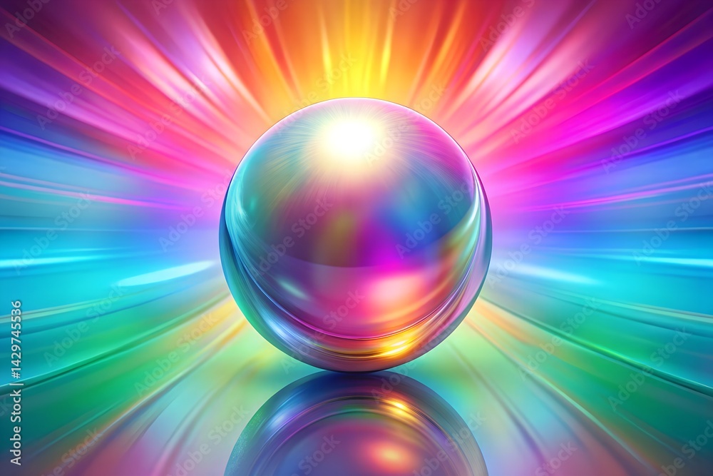 Canvas Prints shiny sphere with rainbow burst colorful abstract digital art