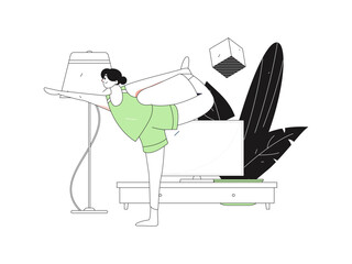 Practicing yoga, physical and mental health, flat vector character concept, operation hand drawn illustration
