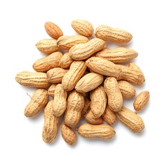 Fototapeta premium Pile of raw peanuts in shells, healthy snack isolated on white background
