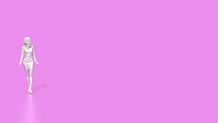 The Woman figure on pink Background 3d Rendering.