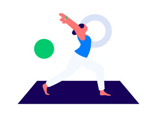 Practicing yoga, physical and mental health, flat vector character concept, operation hand drawn illustration
