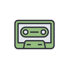 Cassette colored icons, minimalist vector illustration ,simple transparent graphic element .Isolated on white background