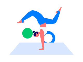 Practicing yoga, physical and mental health, flat vector character concept, operation hand drawn illustration
