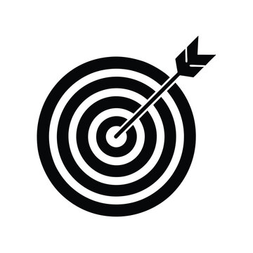 recommend clip art: Archery target with arrow icon, silhouette of a target with an arrow hitting the bullseye vector Art & Illustration