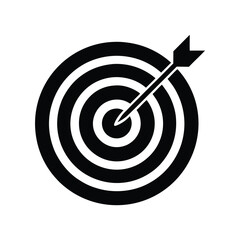 Archery target with arrow icon, silhouette of a target with an arrow hitting the bullseye vector Art & Illustration