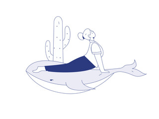 Practicing yoga, physical and mental health, flat vector character concept, operation hand drawn illustration
