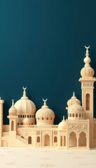 Obraz premium Elegant Islamic Architecture Render: Ramadan Festive Mosque Scene