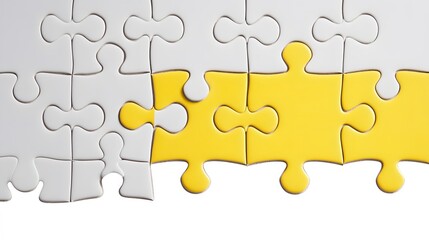 Obraz premium Connecting Puzzle Pieces Teamwork Collaboration Solution
