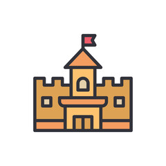 Castle palace colored icons, minimalist vector illustration ,simple transparent graphic element .Isolated on white background