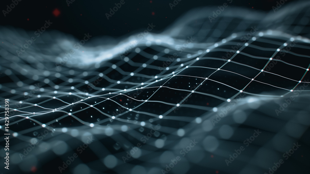 Poster abstract digital web: a visually captivating image showcases a mesmerizing digital web, with interco