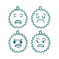 Attractive Hand Drawn Doodle Durian Fruits Character Vector Illustration	
