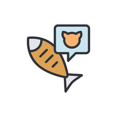 Cat food colored icons, minimalist vector illustration ,simple transparent graphic element .Isolated on white background