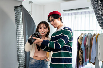Behind the scenes of film crew collaborate on set under director's guidance. 