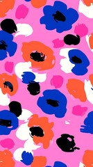Fototapeta premium Vibrant floral pattern with bold brushstrokes and a playful design