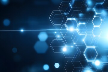 Abstract Blue Hexagon Technology Background Futuristic Digital Network