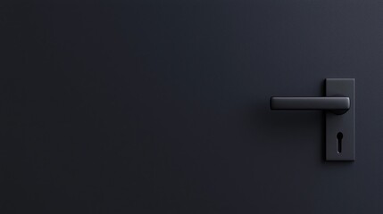 A sleek black door with a modern handle and keyhole, showcasing minimalist design elements against a textured surface.