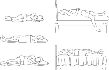 silhouette design vector illustration sketch of a person doing activities lying down sleeping to rest