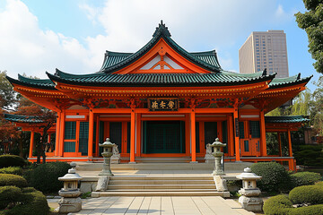 Obraz premium Shinto shrine with stone lanterns