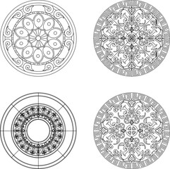 silhouette design vector illustration sketch decoration rosette icon background pattern art ornament classic vintage modern abstract