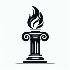 Classic Column with Eternal Flame Symbol perfect for corporate annual report designs