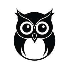 Owl Head with Wide Eyes Silhouette