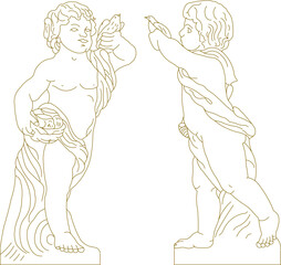 silhouette design vector illustration sketch image sculpture statue child classic vintage ethnic roman greek