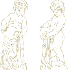 silhouette design vector illustration sketch image sculpture statue child classic vintage ethnic roman greek