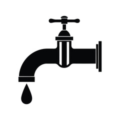 Water tap icon, Silhouette of a water tap vector Art & Illustration