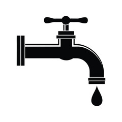 Water tap icon, Silhouette of a water tap vector Art & Illustration