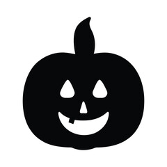 Pumpkin Face with Glowing Candle Inside Silhouette