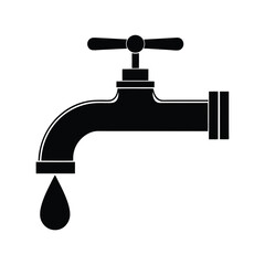 Water tap icon, Silhouette of a water tap vector Art & Illustration