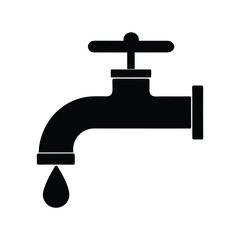 Water tap icon, Silhouette of a water tap vector Art & Illustration