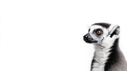 Fototapeta premium A close-up of a lemur's profile, showcasing its distinctive features against a minimalistic white background.