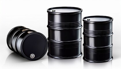 Oil barrels isolated on white background with free space for text