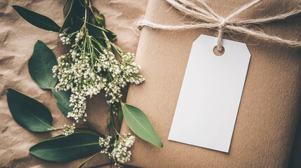 A simple, rustic gift package, elegantly adorned.