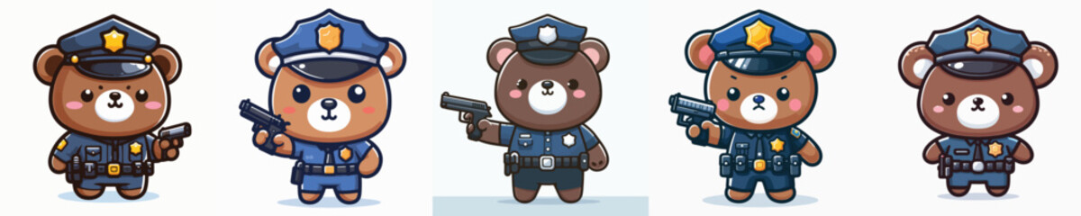 Fototapeta premium Vector of a bear wearing a police costume.