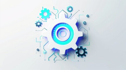 Obraz premium Minimal technology icon on white background stock photo --ar 16:9 --raw --v 6 Job ID: b75aa415-466d-4ba9-817c-2a8cb0a893bb