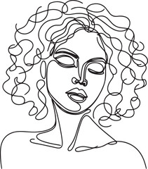 A Women face in continuous line art drawing style
