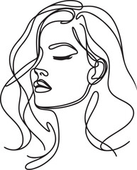 A Women face in continuous line art drawing style