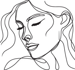 A Women face in continuous line art drawing style